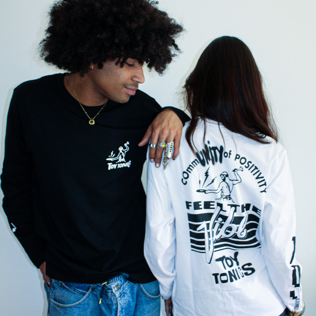 Toy Tonics Longsleeve by M.I.R.U.E.L - White on Black