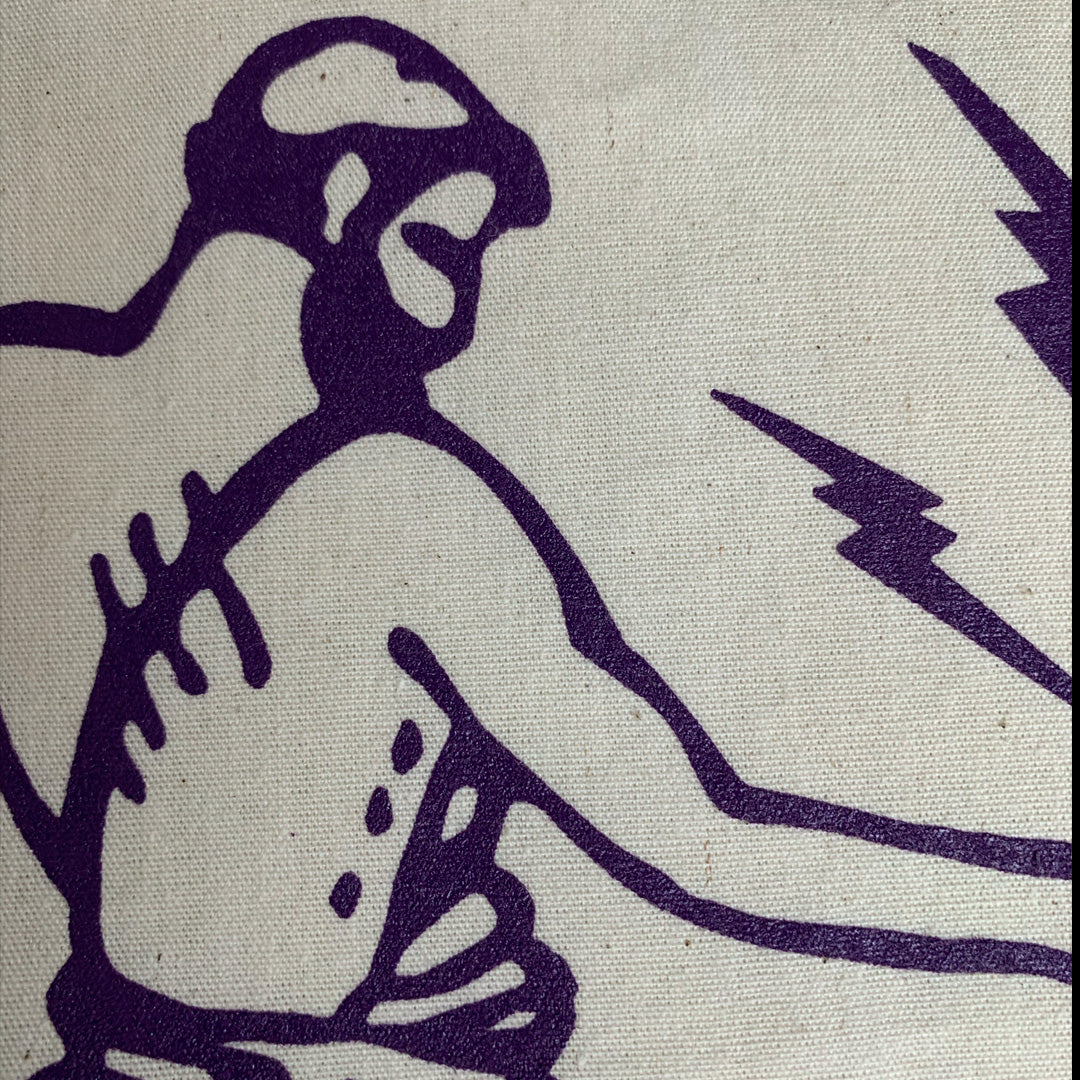 Toy Tonics Shopping Bag - Dark Purple on Beige