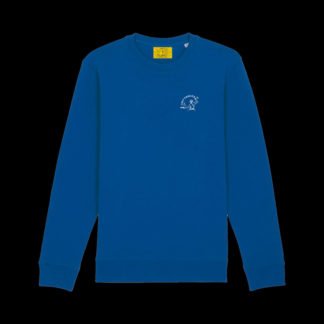 Toy Tonics Label Sweater – white on blue