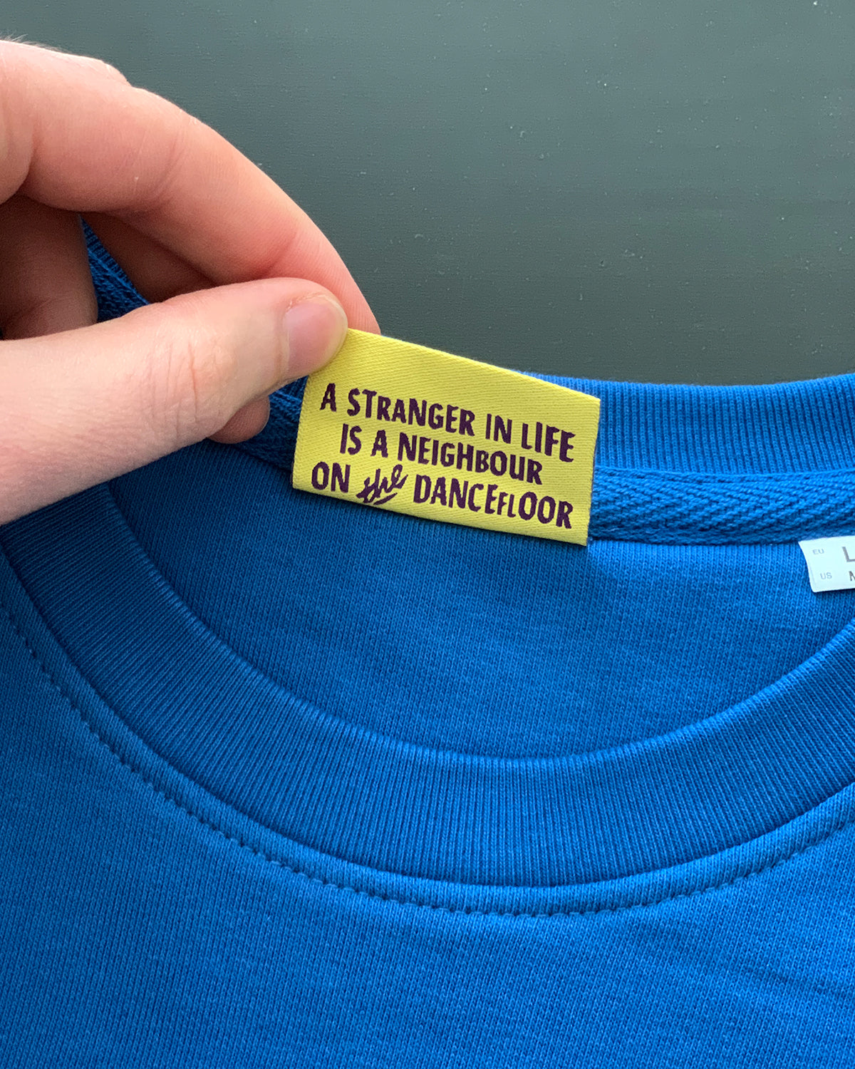 Toy Tonics Label Sweater – white on blue