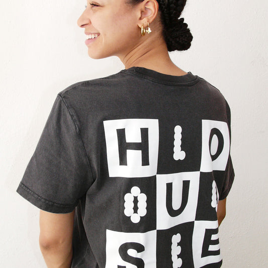 Toy Tonics House Love Shirt - White on Dyed Black