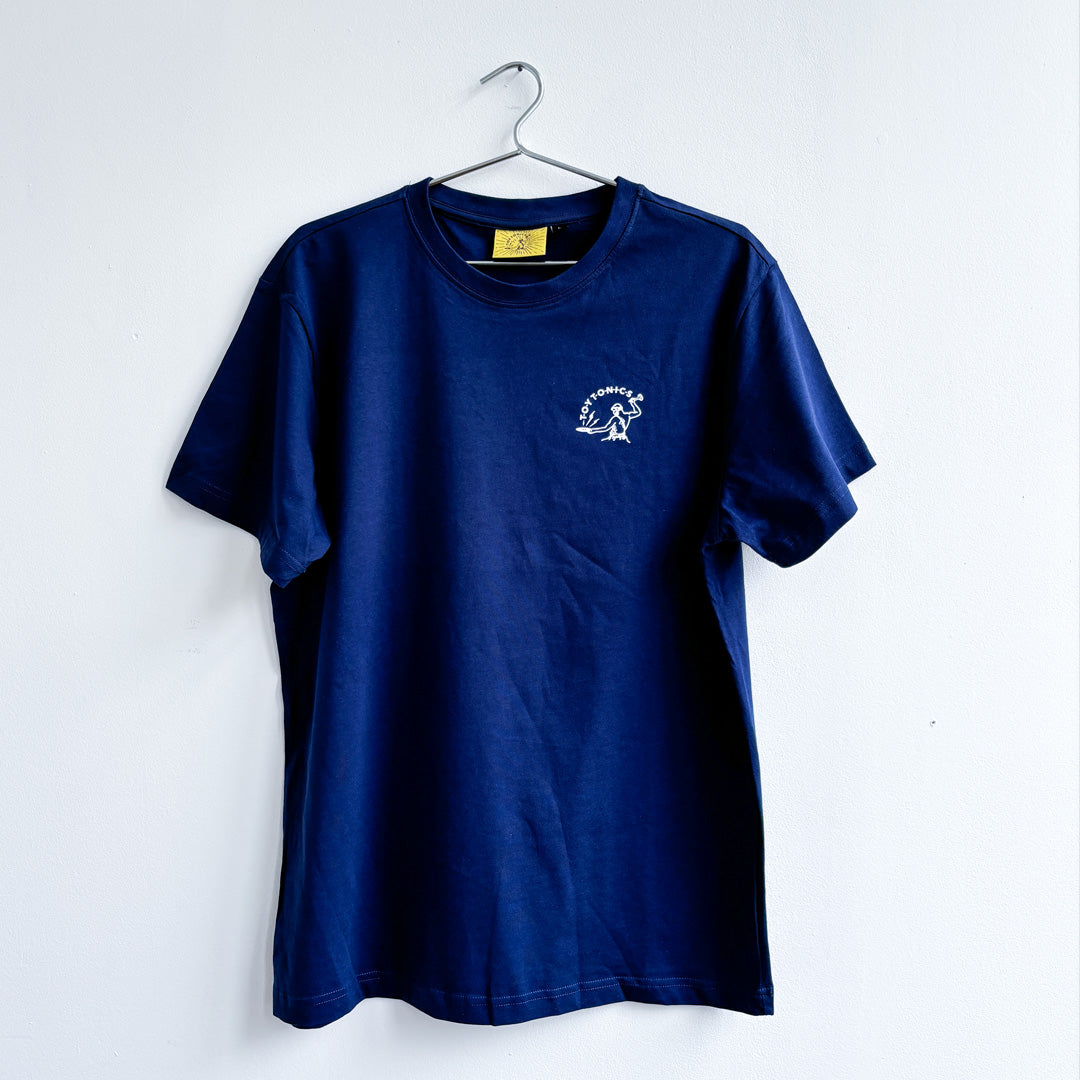 Small Logo Shirt - White on Navy