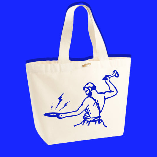 Toy Tonics Shopping Bag - blue on beige