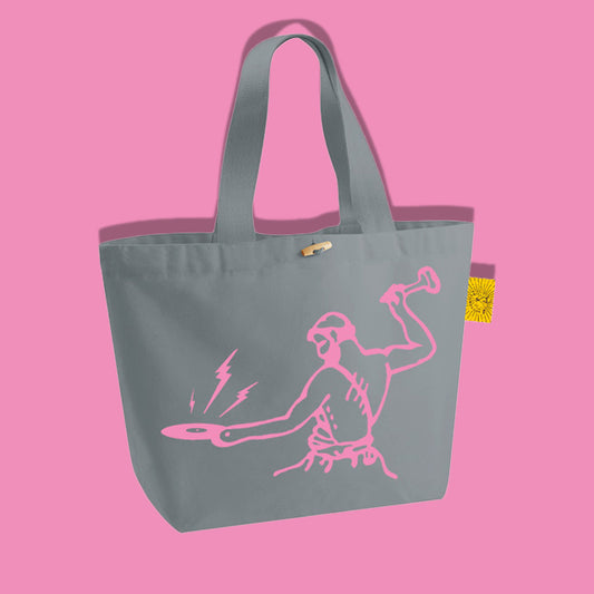 Toy Tonics Shopping Bag - pink on grey