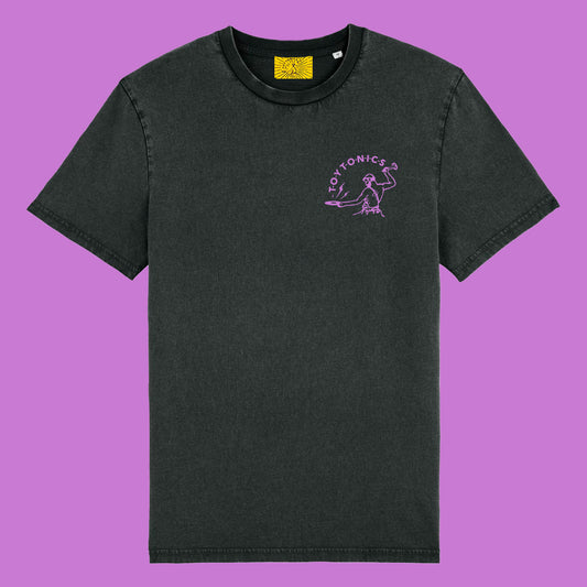Logo Shirt - Lilacs on Dyed Black