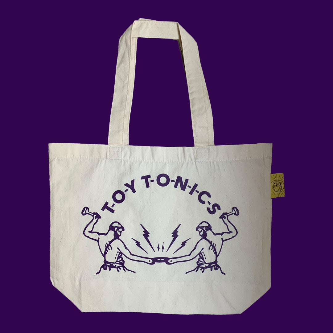 Toy Tonics Shopping Bag - Dark Purple on Beige
